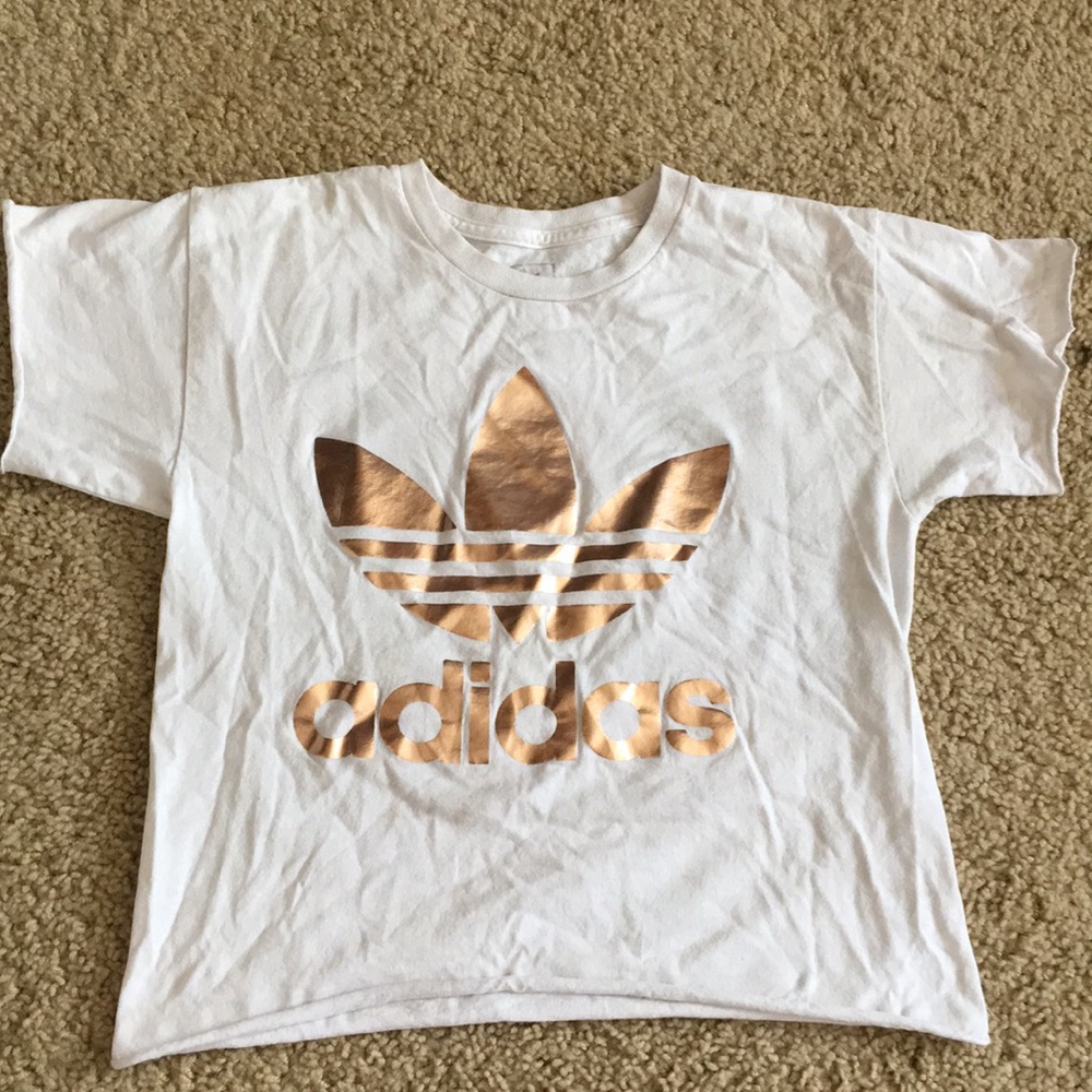 Rose gold adidas cropped tee